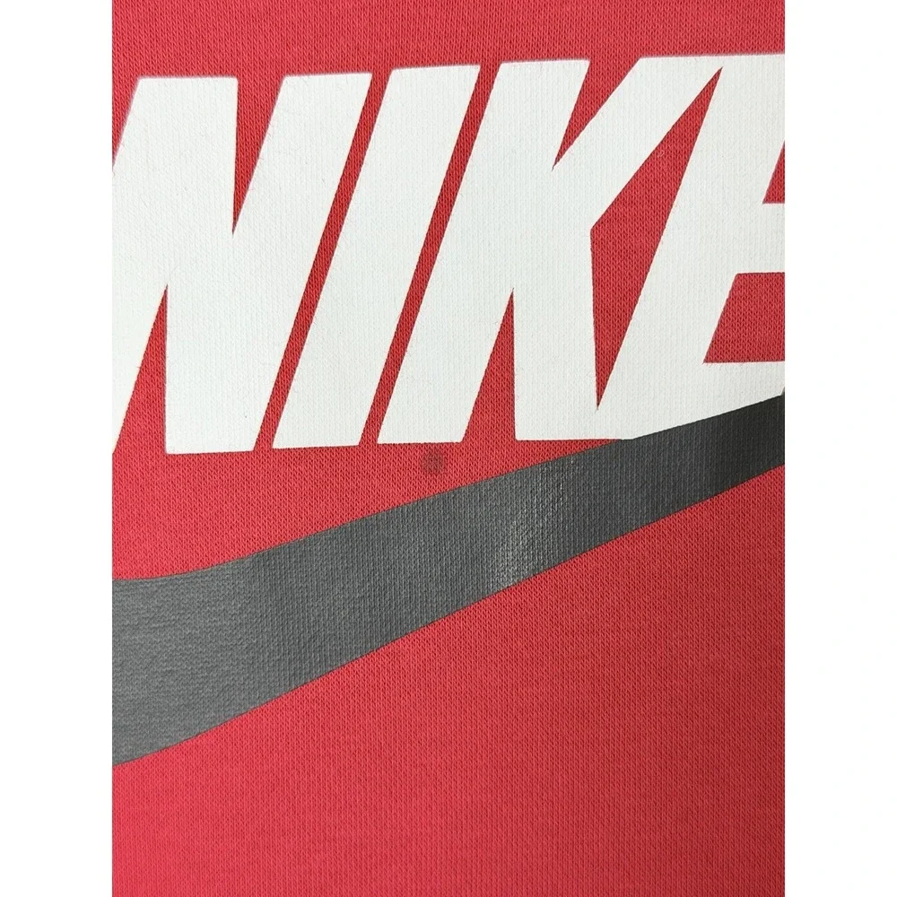 Nike Sportswear Boys Hoodie Large Red White Gray Swoosh Pullover CJ7861-657 READ
